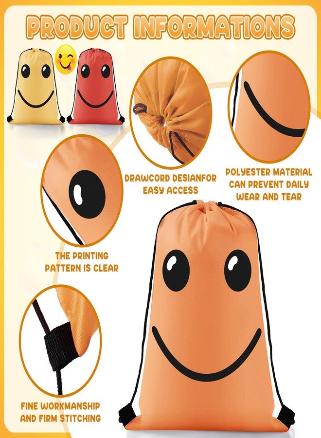 Cosblank 24 Pcs 24 Pcs Emoticon Drawstring Backpack Bags Emotion Party Supplies Gym Drawstring Bags for Gifts (Lively) - Image 3